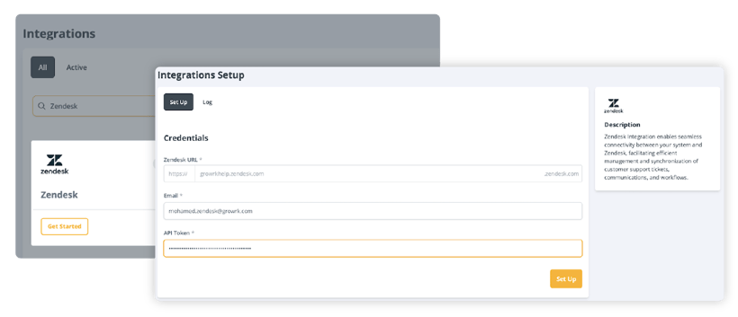 Zendesk integration guide credentials
