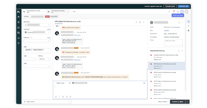 Zendesk integration guide failed ticket