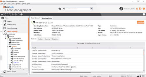 BMC Helix Client Management Screenshot