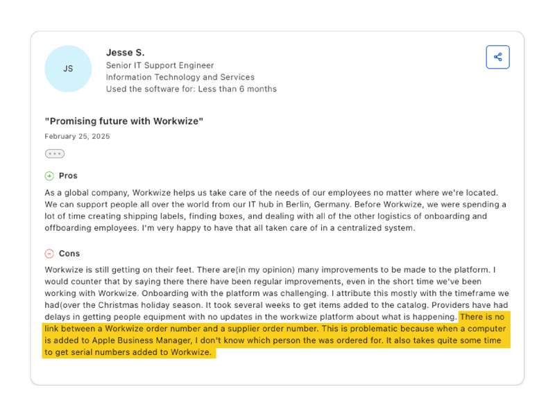 G2 workwize reviews