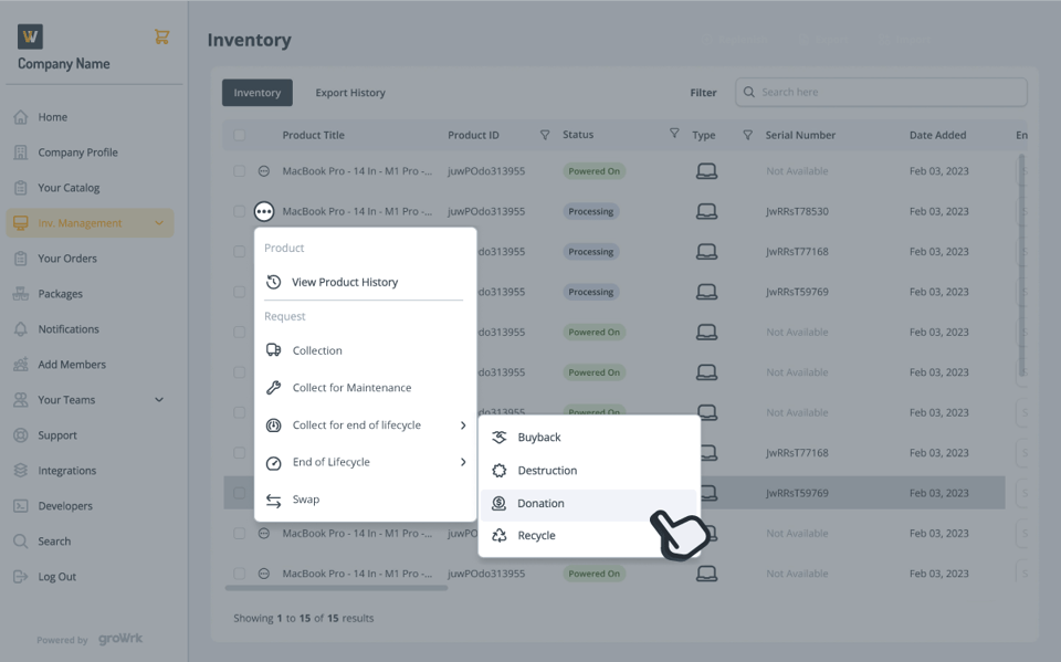 Request EOL from Inventory