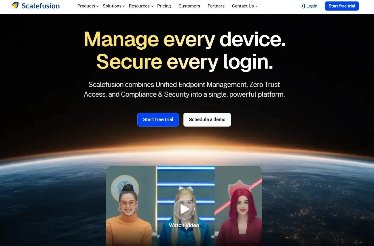 Screenshot of scalefusion.com