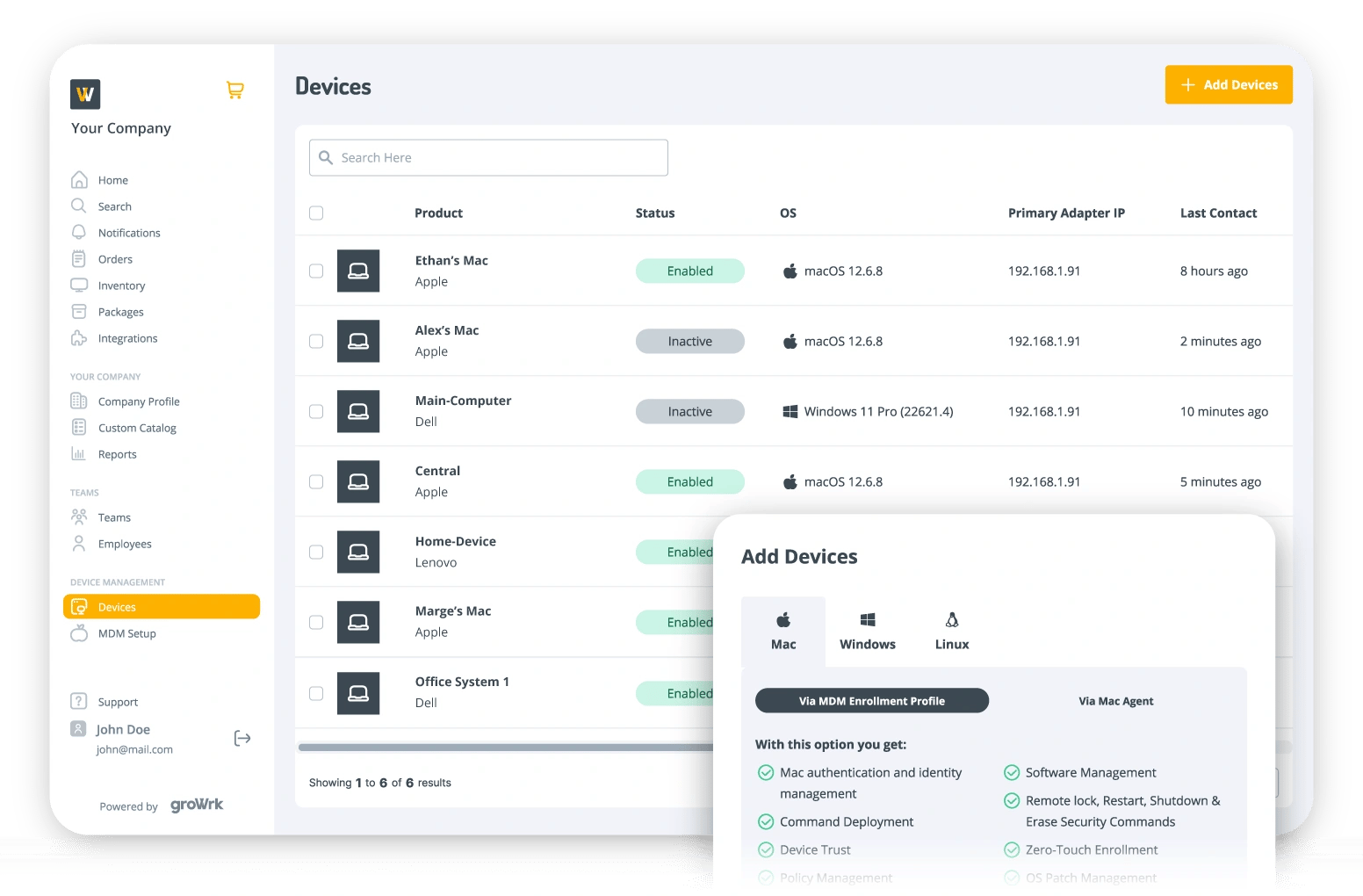 Growrk MDM solution