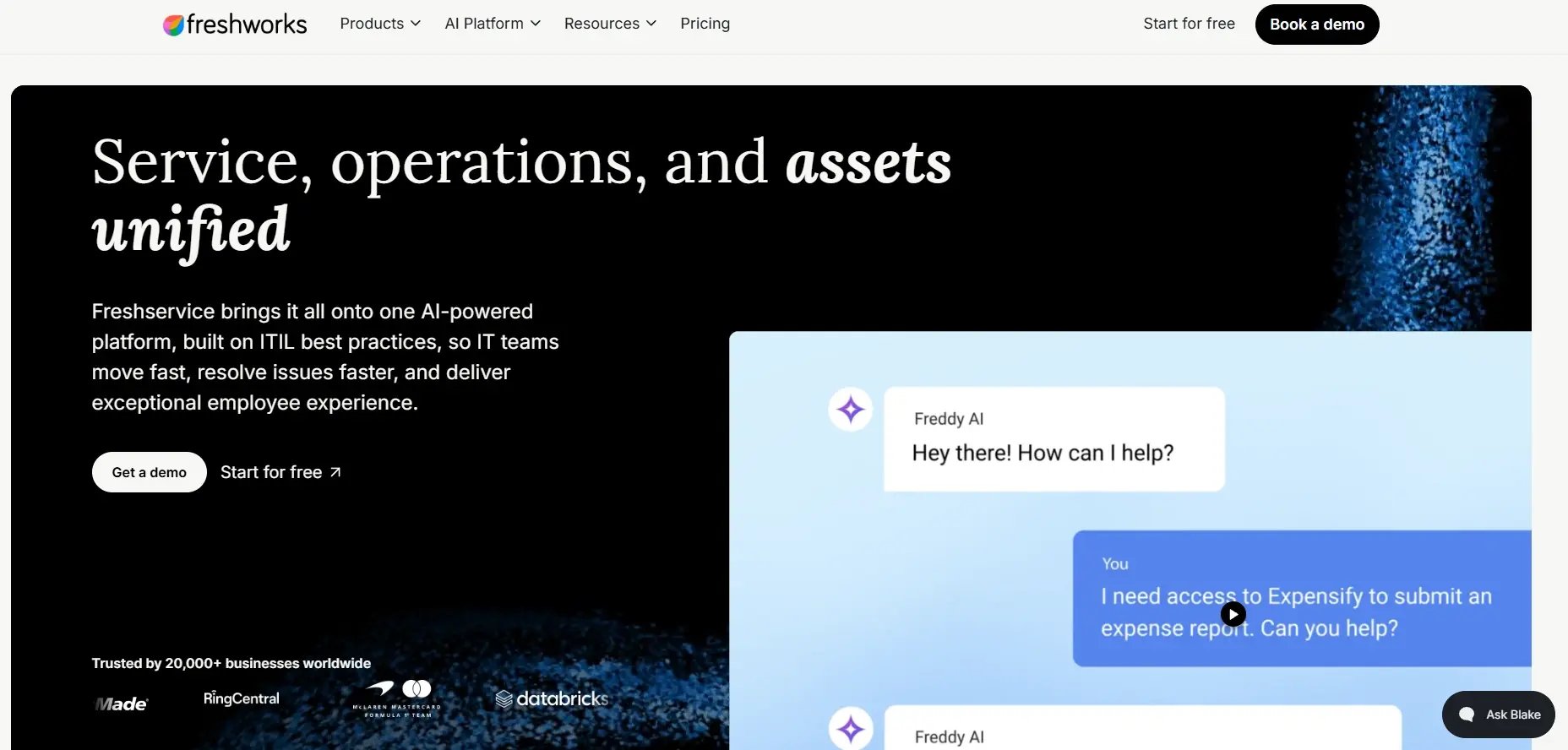 screenshot of freshservice