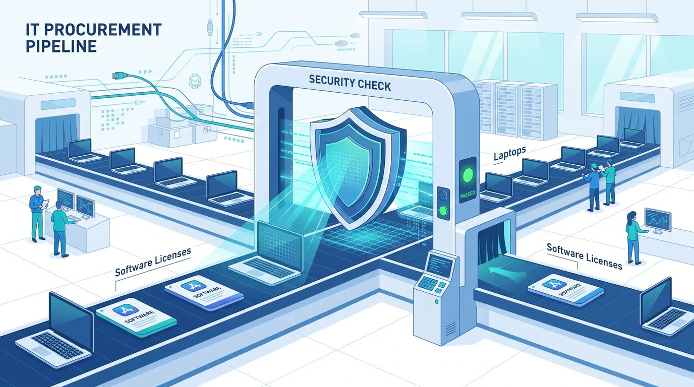 Security review checkpoint built into the IT procurement process for every device and license