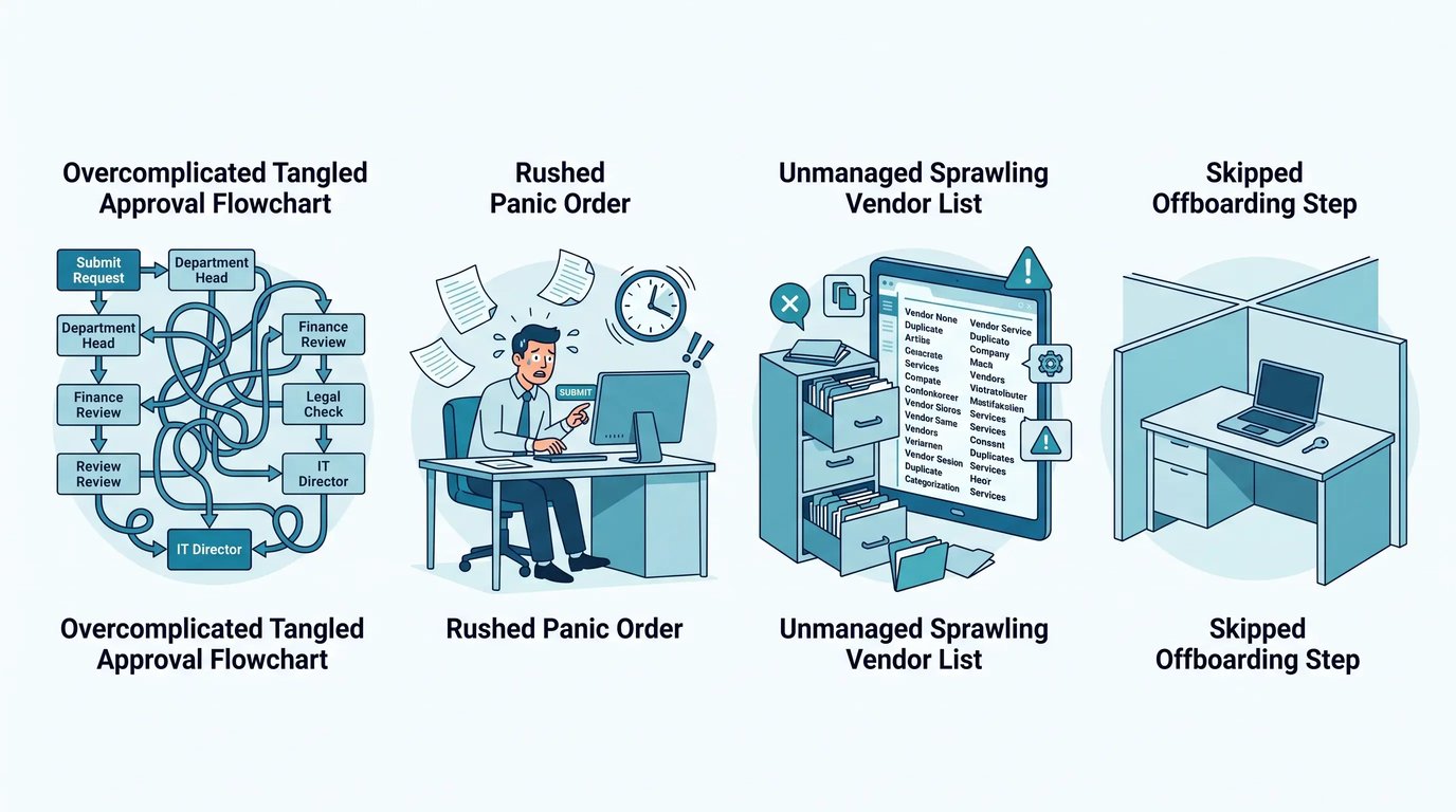 Common IT procurement mistakes companies make from overcomplicating to skipping offboarding