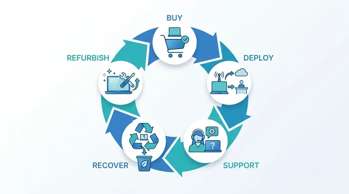 Laptop lifecycle loop infographic