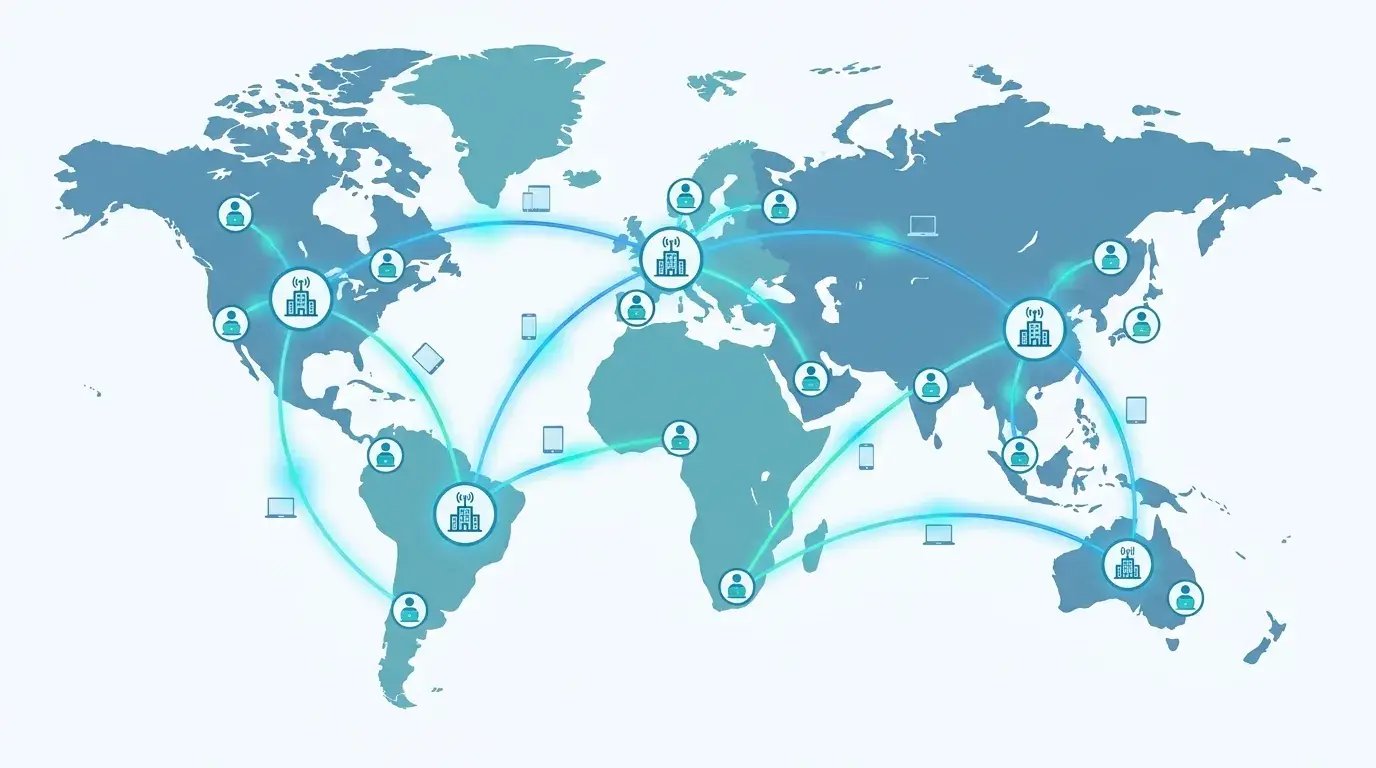 World map with device shipping routes
