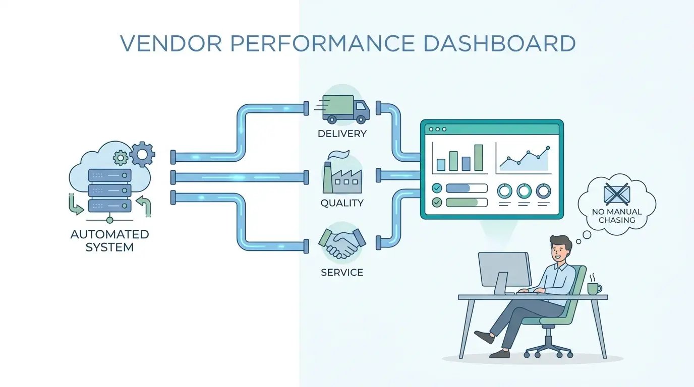 Automated system collecting vendor performance data without manual chasing