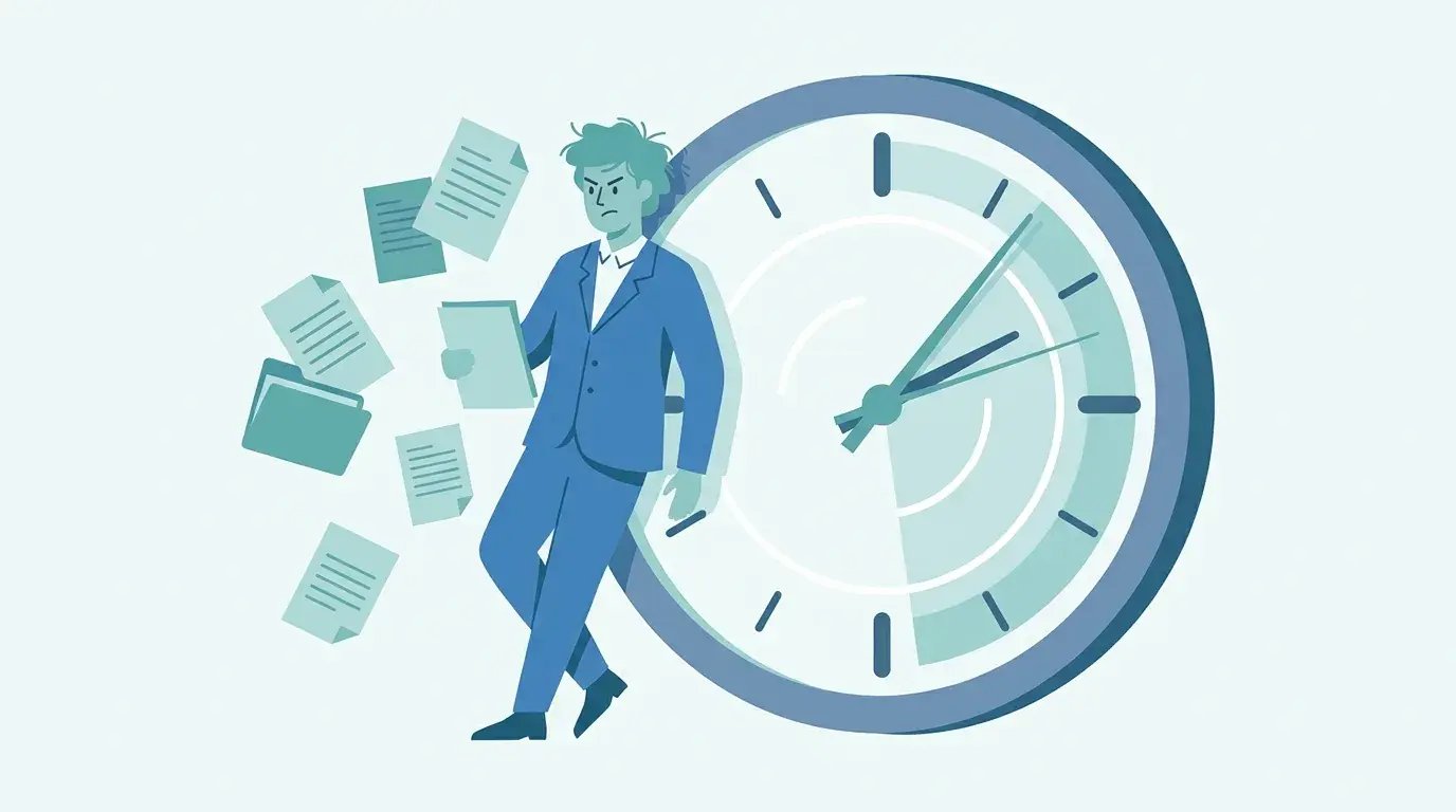 Stressed procurement manager racing against the clock