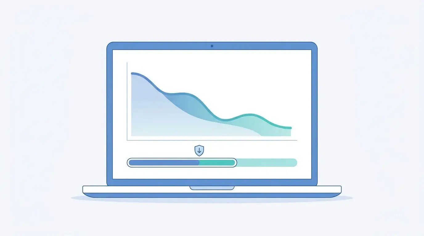 Laptop screen showing a slowly declining security score