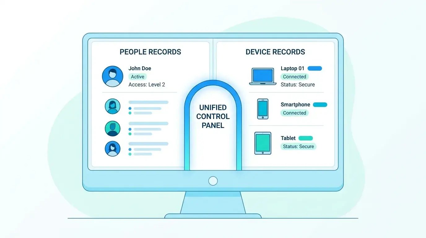 Unified control screen consolidating people and devices