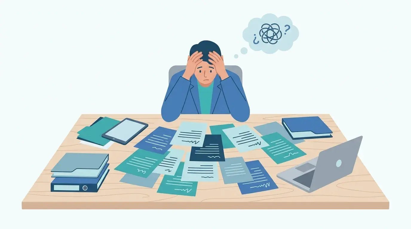 IT manager reviewing tangled vendor contracts