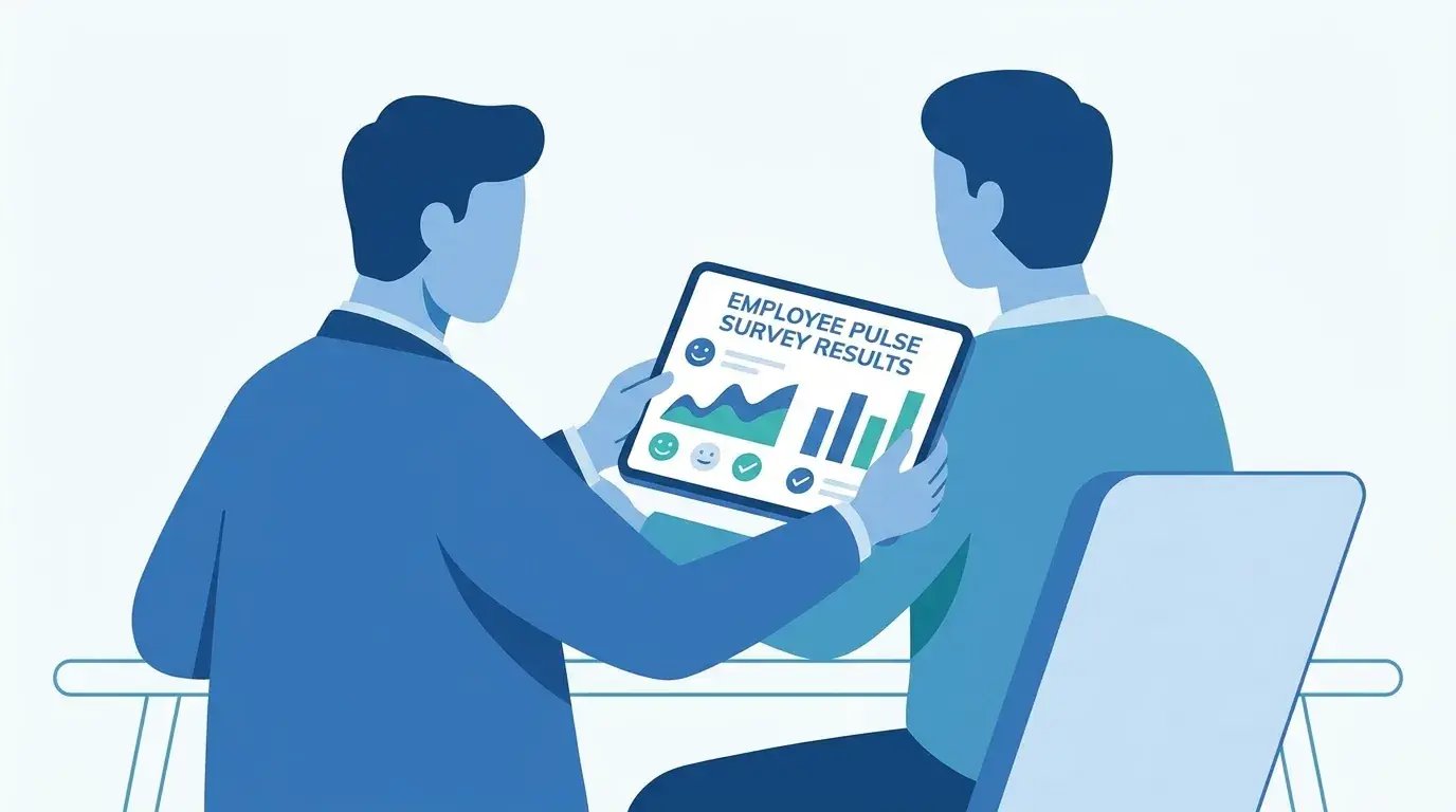 Manager reviewing an employee pulse survey