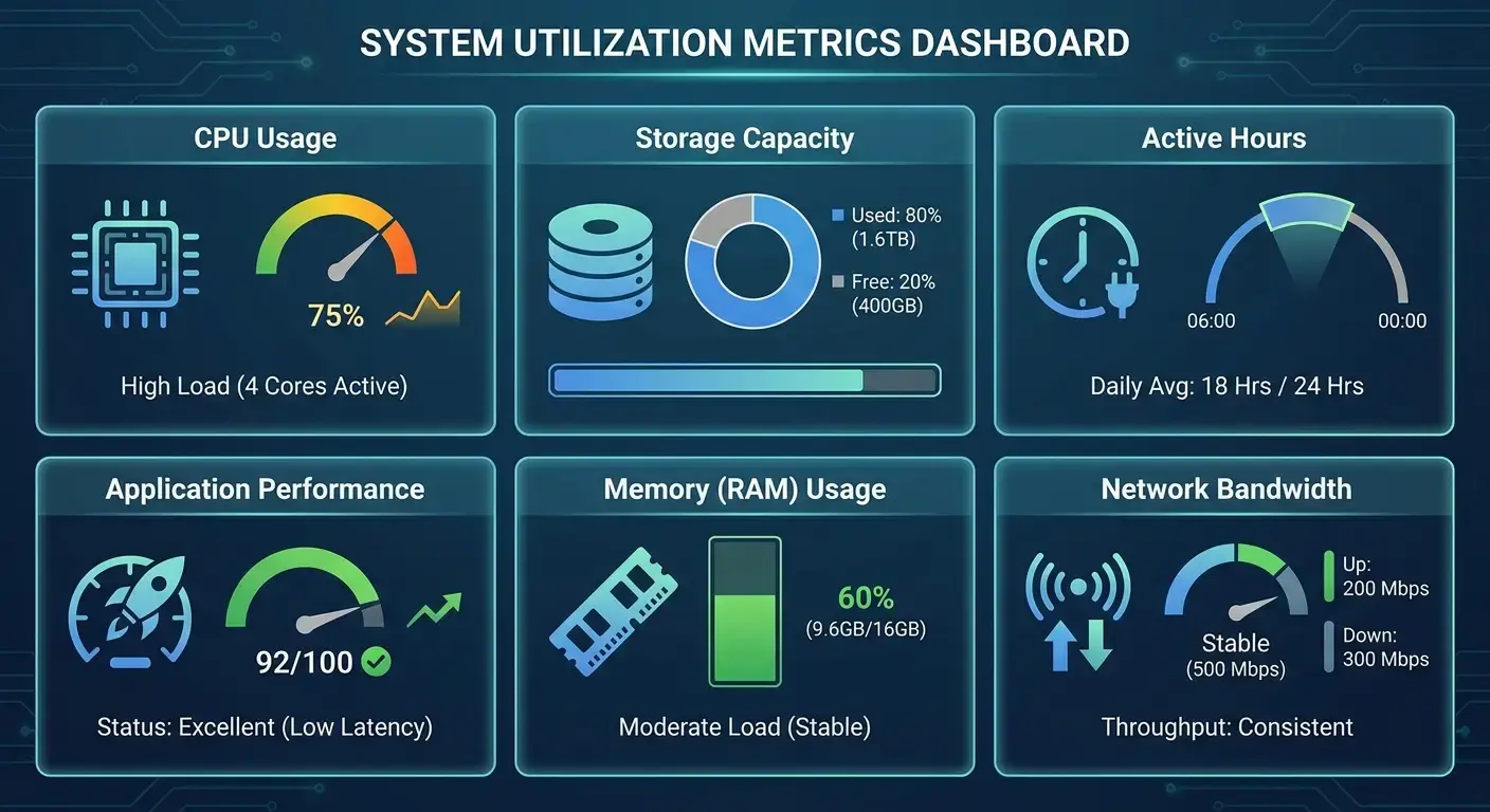 Utilization metrics dashboard for asset management