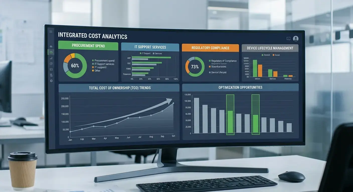 IT cost dashboard showing consolidated expenses