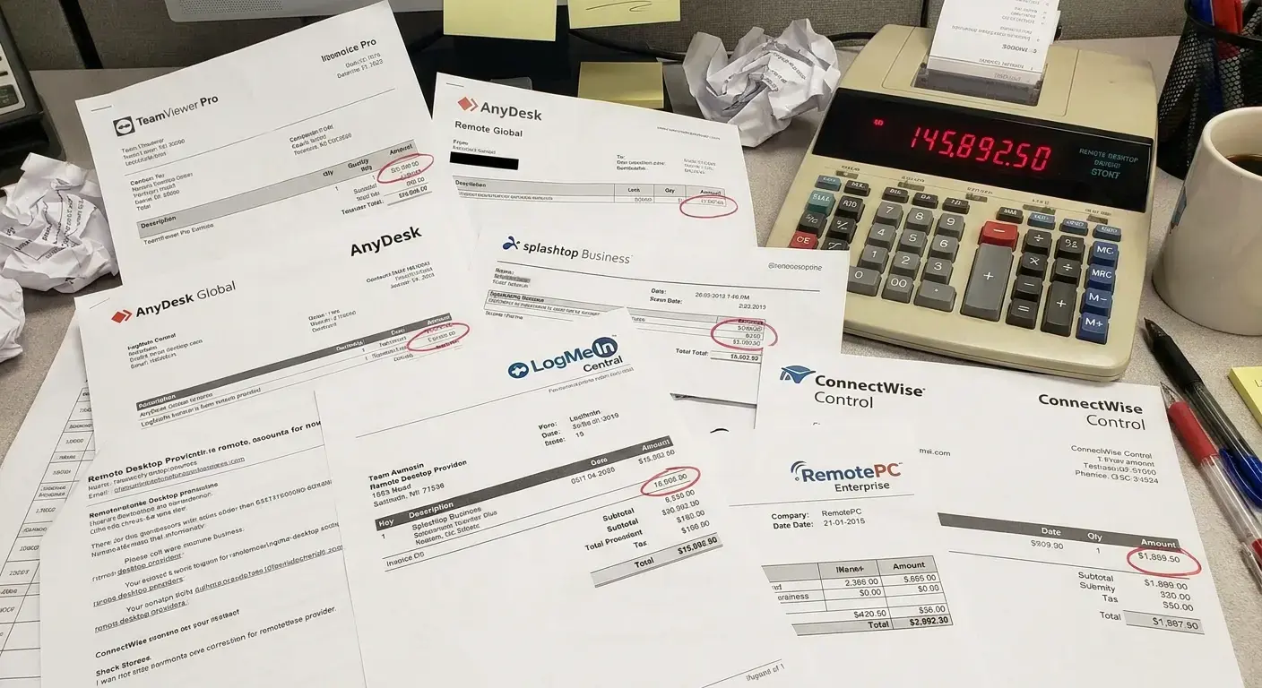 Stack of software license invoices