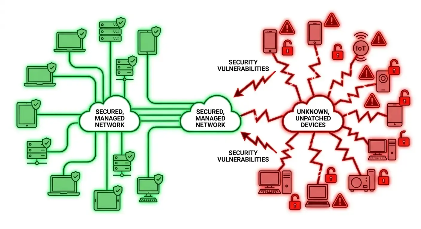 Unpatched devices creating security vulnerabilities
