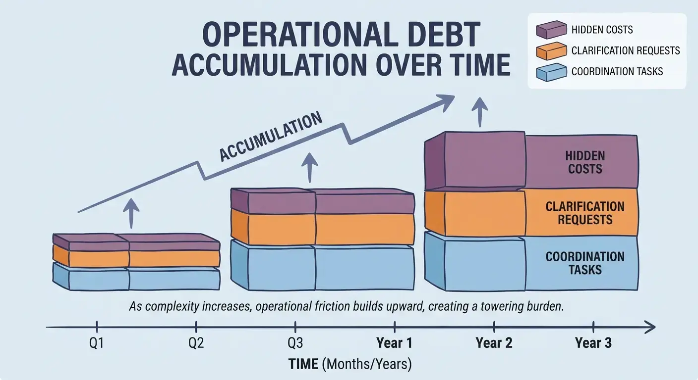 Operational debt in vendor relationships visualization