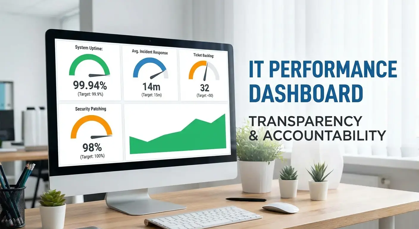 Transparent IT metrics dashboard showing performance data