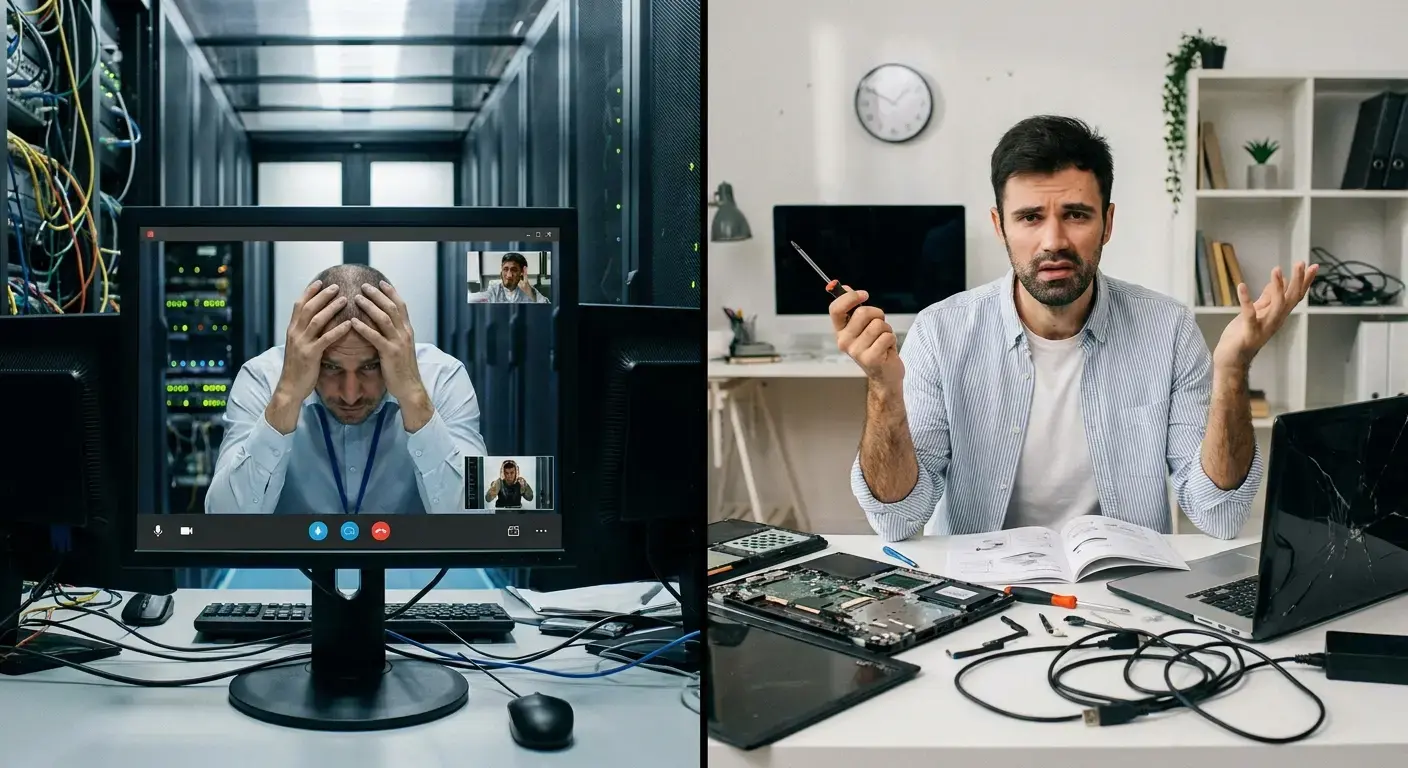 Remote IT support troubleshooting via video call