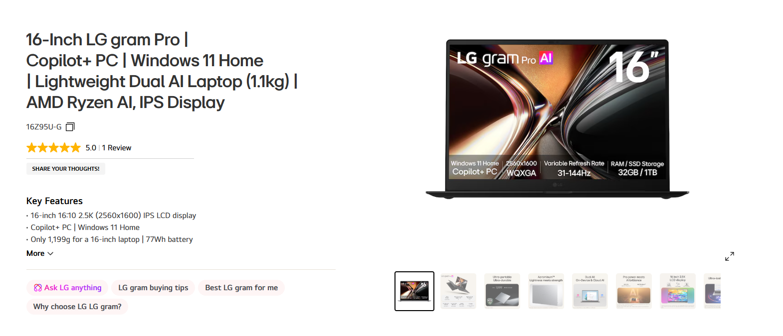 LG Gram 16 Laptop